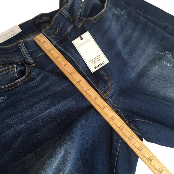 Judy Blue Jeans Womens 18W Dark Wash High Waist Skinny Distressed Leopard Patch - Picture 11 of 16